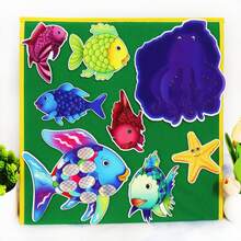 Quixorblex 17pcs Felt Storytelling Props, Rainbow Fish Theme Cartoon Fish Shape, Interactive Montessori Learning Teaching Aids, Handmade Soft Texture Reward And Activity Educational Support, Teaching Tools, Suitable For Classroom, Home And Early Education - Multicolor - View 7