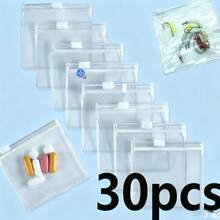 10/30/50pcs Transparent Zipper Storage Bags, Reusable Mini Storage Bags, Thick Material, Sliding Lock Seal, Leak-Proof And Waterproof, Suitable For Jewelry, Pills, Cosmetics And Daily Small Items, Lightweight And Portable, Perfect For Travel, Daily Use And Back To School Season - Clear - View 4