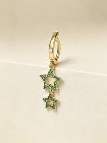 1pc Fashionable Luxury Star Cubic Zirconia Navel Ring, Body Piercing Jewelry For Women, Party Accessory - Star - View 5