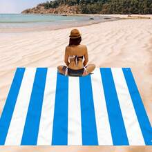 1pc Blue Striped Pattern Beach Mat, Extra Large Beach Mat, Lightweight And Durable. Perfect For Travel, Camping And Picnic. Adult Extra Large Size. Perfect For Beach And Outdoor Adventure (Not A Beach Towel) - Multicolor - View 2