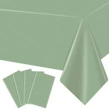 1/4 Packs Solid Color Disposable Plastic Tablecloth, Sage Green, Foldable, Easy To Clean, Suitable For Weddings, Birthdays, Graduations, And Christmas Parties, Summer Gifts, Beach, Back To School Supplies, Room Decor - Multicolor - View 7