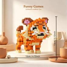 1128pcs Large Tiger Building Blocks Set, Creative Interlocking DIY Assembly Toy, Suitable For Adults And Teens, Party Games, Office And Home Decor, Durable Plastic Construction Kit - Blue and White - View 8