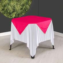 Set Of 20 White Tablecloths 1.5x1.5m + Colorful Table Runners - 玫紅色 - 查看 3
