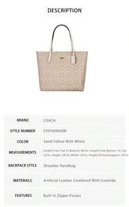 Coach City Series Vintage Lady's Shoulder Bag CV976IMXDM - 沙黃色配白色CV976IMXDM - 查看 9