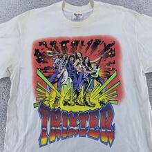 Camiseta Vintage Trixter, Talla Grande, Blanca, de la Gira de la Banda de los 90, Camiseta Gráfica de Concierto de Rock 1990-91 - Blanco - Ver 1