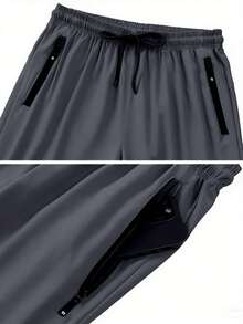 1 pieza Pantalones deportivos tipo jogger para hombre, adecuados para primavera y verano - Gris Oscuro - Ver 5