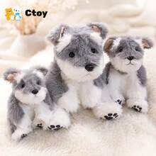 Realistic Gray Cute Small Schnauzer Dog Plush Doll Pillow, Soft Long Fur Polyester Fiber Filling, Can Stand And Sit, Desktop Indoor Car Decoration, Birthday Children's Day Thanksgiving Christmas Gift, Children's Doll (Material: Polyester Fiber) - Multicolor - View 3