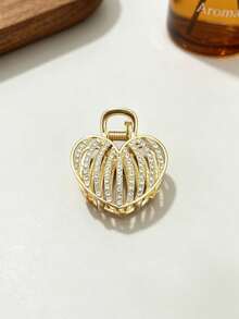 2 Stück süße elegante leichte Vintage Gold Strass Cut Out Blumen Herz Schleife Haarspangen für den Hinterkopf, Luxus Voll Strass Metall Haarspangen - Verschiedenfarbig - Übersicht 3