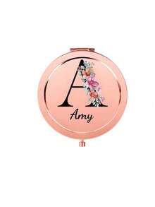1 pieza Espejo compacto personalizado grabado en acero inoxidable, decorado con un patrón de flor de cumpleaños - Nombre personalizable, adecuado para mujeres, damas de honor, bodas, cumpleaños, Navidad, espejo de bolsillo elegante y portátil, regalo personalizado | Espejo de bolsillo exquisito | Accesorio grabado, cómodo y fácil de usar - Multicolor - Ver 19