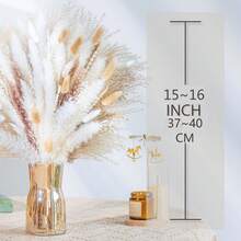 Ramo de hierba de junco artificial marrón de 43.18cm, hierba de cola de conejo de gran capacidad, junco natural esponjoso de estilo bohemio, decoración para boda, hogar, escritorio y fiesta (estilo clásico) - Café integral - Ver 5