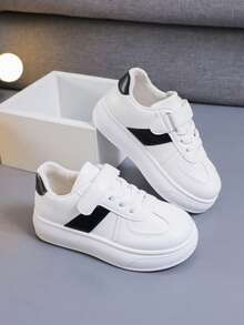 1 Pair Kids' Popular Sports Shoes, Spring/Autumn New Style, Fashionable Versatile Non-Slip Casual Skate Shoes For Boys And Girls - White - View 5
