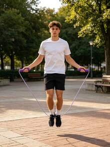 1pc Thickened Gourd Handle Cotton Rope, Suitable For Fitness Weight Loss Jump Rope, Used For Youth Men And Women Exercise, Convenient To Carry, Durable And Sturdy - Multicolor - View 2