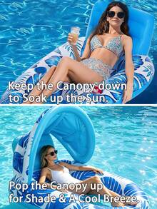 1pc Adult Inflatable Swimming Pool Float, Swimming Pool Floating Chair, Floating Bed With Drink Holder, Water Floating Bed, Beach Swimming Pool Party Adult Toy, Inflatable Float - Multiple Styles - View 3