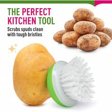 2 Pack Red & Green Silicone Top Vegetable Scrubber Set |   Ultra-Strong Bristles & Ergonomic Palm-Held Design For Potatoes Carrots Fruits |   Easy-Clean Dual-Use Produce Brush |   Essential Kitchen Gift For Healthy Cooking - 1 - View 4