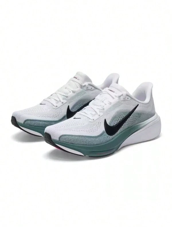 Nike Men's Air Zoom Pegasus 42 Lightweight Cushioned Road Running Shoes - Black and White/green - View 1