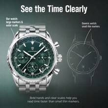 POEDAGAR 1PC Luxurious Men's Silver Stainless Steel Strap Luminous Waterproof Calendar Quartz Watch For Daily Business Birthday Festival Gift Souvenir - Multicolor - View 9