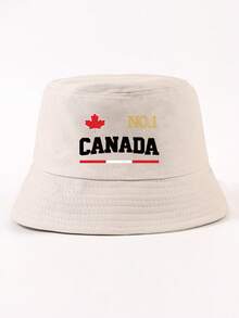 1件裝時尚 CANADA Canada Logo 漁夫帽，中性款戶外旅行防曬顯臉小可調節百搭派對聚會漁夫帽 - CANADA漁夫帽 - 查看 28