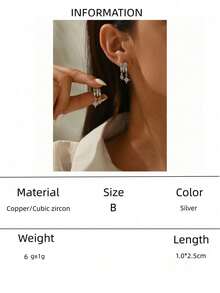 2 buah Anting Liontin Oktagram Zirkonia Tembaga, Warna Emas & Perak, Cocok untuk Pemakaian Sehari-hari, Pesta, Kencan, dan Liburan Wanita - MultiWarna - View 8