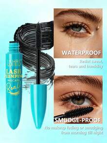 USHAS Black Mascara, Long-Lasting Waterproof Formula, 360° Spiral Brush, Creates Voluminous And Curled Lashes, Natural Dimensional Eye Makeup, Suitable For All Skin Types - #01 - 查看 4