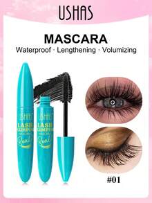 USHAS Black Mascara, Long-Lasting Waterproof Formula, 360° Spiral Brush, Creates Voluminous And Curled Lashes, Natural Dimensional Eye Makeup, Suitable For All Skin Types - #01 - 查看 7