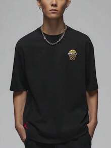 Nike Jordan GREATNESS 1985 American Retro Sporty Breathable Brand Logo Print Casual Crew Neck Short Sleeve T-Shirt For Men - Black - View 1