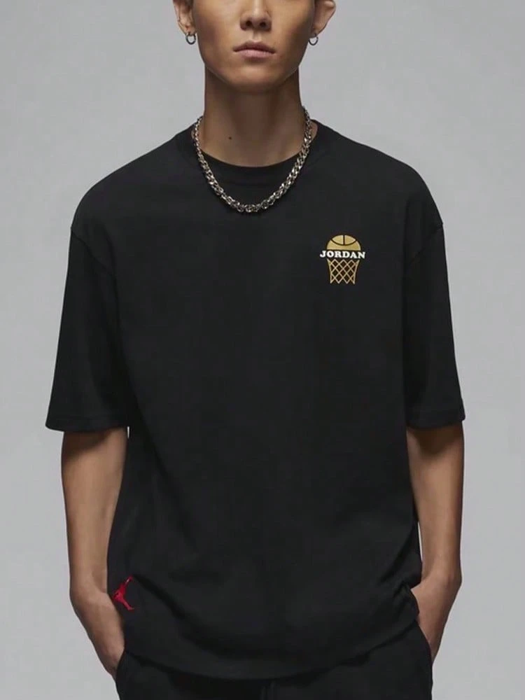 Nike Jordan GREATNESS 1985 American Retro Sporty Breathable Brand Logo Print Casual Crew Neck Short Sleeve T-Shirt For Men - Black - View 1