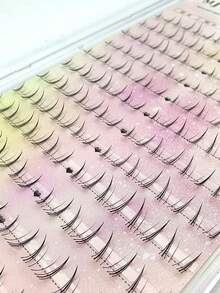 80pcs Lower Lash Girl Group False Eyelashes B Curl Segmented Realistic Korean Style Slouchy Eyelashes Natural Single Cluster For Beginners - B - View 5