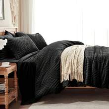 Zzlpp - 7 Piece Complete Duvet Set, Cream Tufted Bed In A Bag With Duvet And Sheets, All Season Boho Bedding Set With 1 Duvet, 2 Decorative Pillowcases, 2 - 黑色 - 查看 4