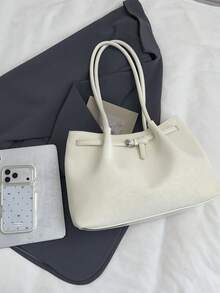 Premium Fashion Versatile Shoulder Commuter Bag For Women, Spring/Summer New Style, Large Capacity Tote Bag For Students, Woven Shopping Bag - White - View 10