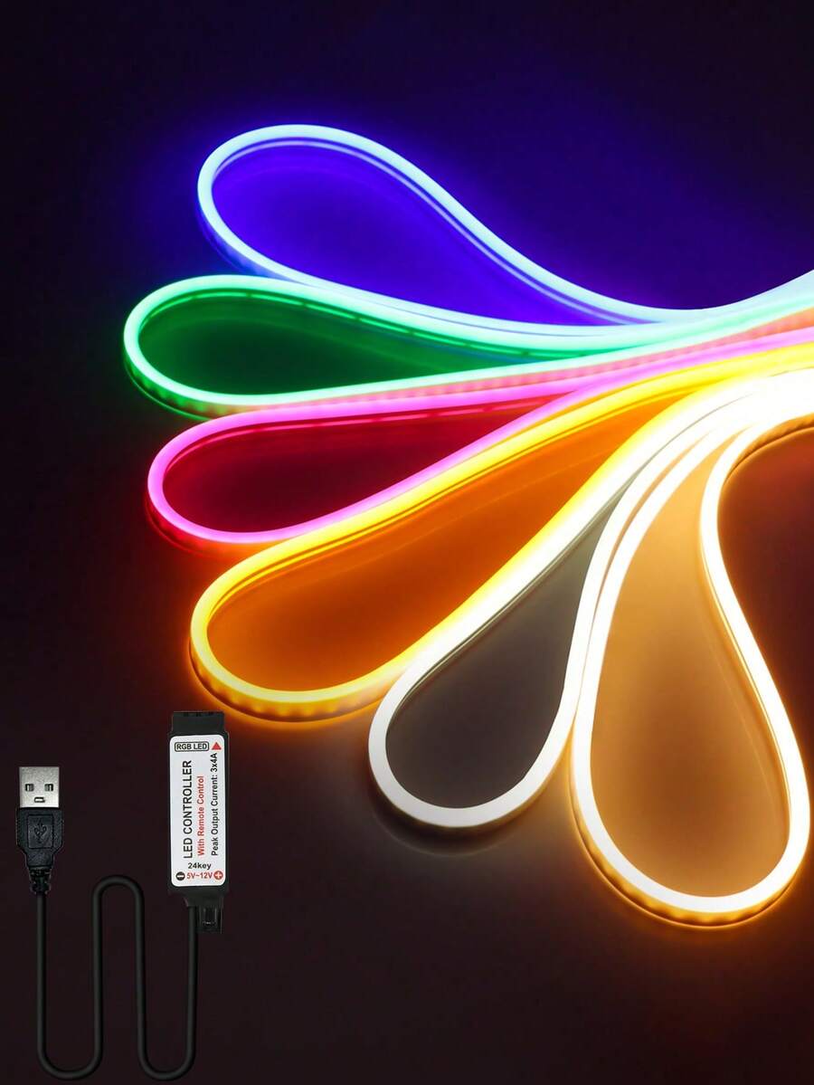USB 霓虹燈條 RGB 多彩遙控變色生日燈飾,USB 供電柔性燈條,房間與牆面裝飾 - 彩色 - 查看 1