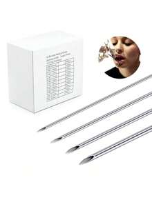 CIZME 100pcs Mixed Body Piercing Needles, 12G 14G 16G 18G 20G Stainless Steel Sterile Disposable Ear Nose Navel Lip Piercing Needles - Silver - View 10