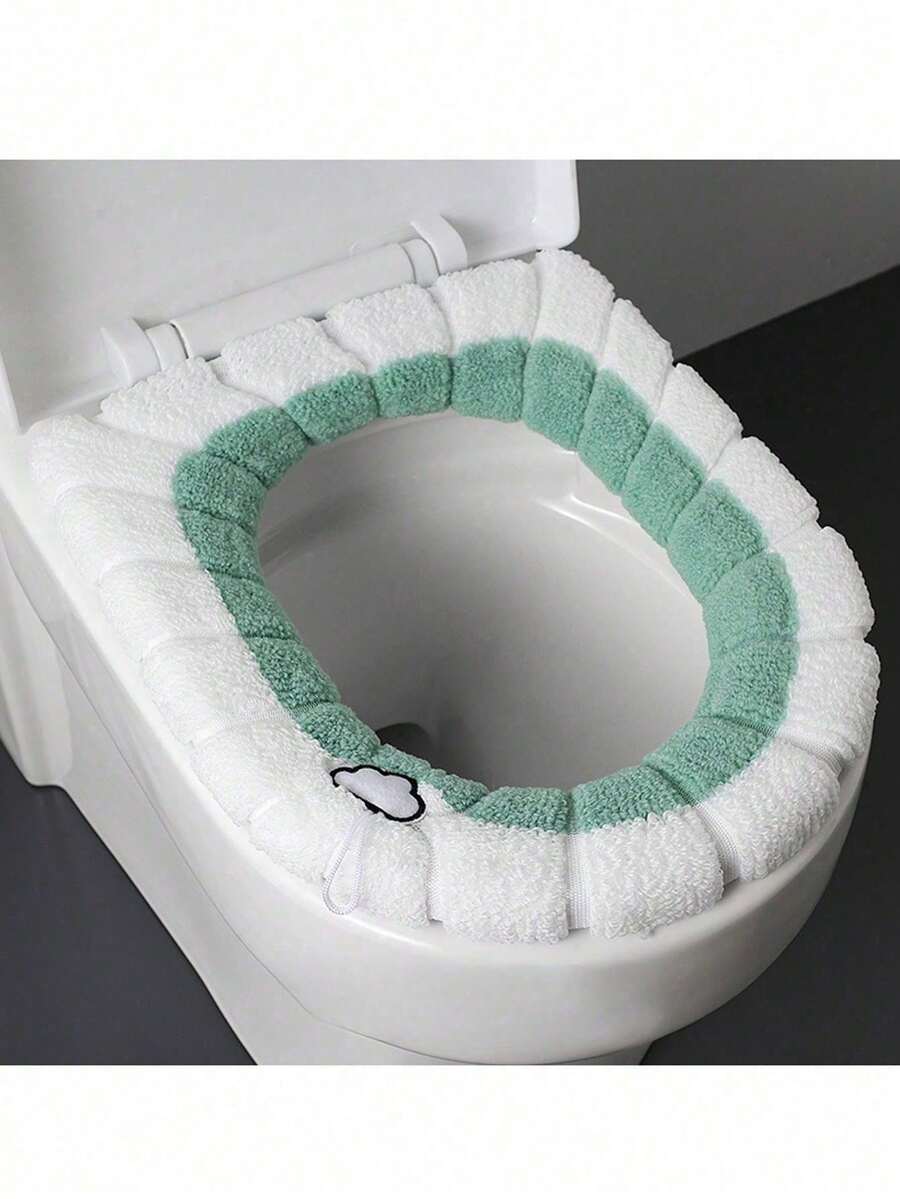 1pc Soft Toilet Seat Cover, Warm & Anti-Slip, Cold-Proof & Insulated, With Stable Non-Slip Base, Machine Washable, Easy Installation, Suitable For Year-Round Home Use Or Winter Warmth, Effectively Enhances Bathroom Comfort & Hygiene - Multicolor - View 1