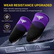 Essential Gaming Gear! Extended Black Purple Silver Fiber Thumb Sleeves, Sweat-Proof Breathable Thumb Covers, Suitable For Long Gaming Sessions, With Storage Box - Multicolor - View 9