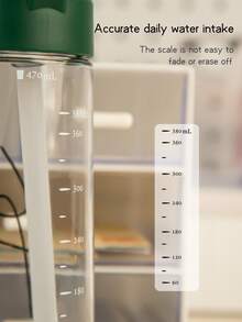 1個 470ML/560ML 可愛卡通吸管兒童杯，簡約學生水壺，可鎖定防漏耐摔附手把，適合日常使用 - 簡約深綠色 - 查看 7
