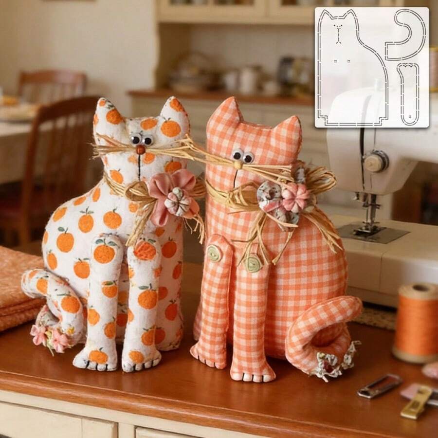 1pc Cute Cat Sewing Pattern Embroidery & Sewing Template - Durable Patchwork Tool, PET Template Precise Cutting Tool, Suitable For Beginner Sewing Patterns, Suitable For Positioning And Tracing Sewing Templates, Handmade Craft Cutting Tool