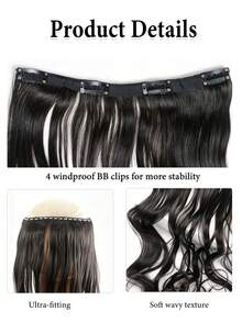 1-Piece Ultra-Lightweight Large Wave Hair Extension | 4 Clips Secure Invisible | Long Layered Curly Hair Volume Booster | Women's Daily Party Voluminous Natural Styling (Seamless Breathable) - Multicolor - View 9