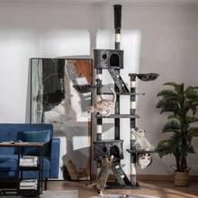 Hanging Cat Tree, Ceiling Height (240-260 Cm), For Large Cats, With Dark Grey Sisal Rope For Playing And Relaxing. - 深灰色 - 查看 2