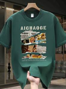 Camiseta de manga corta para hombre, de algodón puro de alta calidad, con estampado de marca de moda, nuevo estilo de verano, talla grande, top casual versátil. - Negro - Ver 8