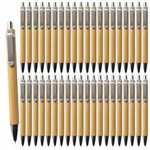 20/50/100pcs Bamboo Wood Retractable Ballpoint Pens, Black Ink, 1mm, Engraved Journaling Pens, Refill Set, Gift Writing Office School Supplies - Bamboo and Wood - View 1
