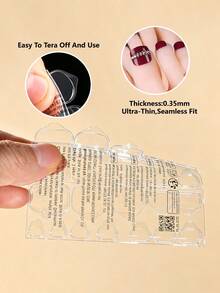 YBJK 1200pcs/50pcs Thick Jelly Glue Double-Sided Adhesive High-End Nail Stickers, Breathable And Waterproof, Suitable For Various Nail Tips, Includes Gift Storage Box, Nail File, Nail Polish Remover And Other Tools - Clear - View 3