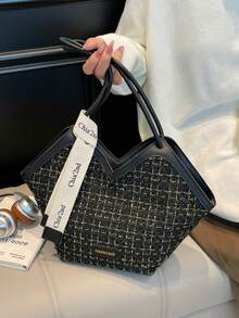 Dedoo Textured New Handbag European And American Style Versatile Shoulder Bag Fashionable Design (Scarf Pattern, Style And Color Randomly Shipped) - Black - View 5