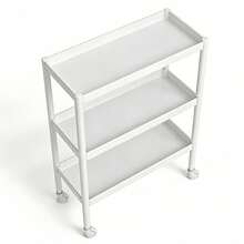 1 Piece Practical Narrow 3-Tier Mobile Storage Trolley, White Smooth Surface Thin Gap Design Equipped With Four Universal Rolling Casters, For Household Kitchen Bathroom Dorm Laundry Area, Storage Stand, Organizer Rack, Spice Container - Storage Rack - View 8
