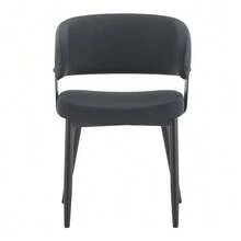 Mid-Century Modern Style Dining Chairs, Set Of 2, Retro Armchairs With Barrel-Shaped Armrests And Patterned Backs, Faux Leather Kitchen Chairs With Sturdy Legs For Home And Restaurants - Black - View 6