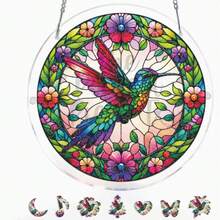1件裝彩色蜂鳥與花卉壓克力多功能成人拼圖陽光捕手，全新挑戰，兼具娛樂與家居裝飾功能，生日/聖誕節/母親節禮物 - A - 查看 1