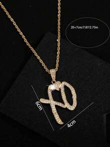 Minimalist Elegant XO Cube Cubic Zirconia Inlaid Iron Chain Necklace, Unisex, Aesthetic - necklace - View 7
