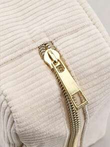 4/2/1pc Large Capacity Corduroy Pencil Case, Gold Zipper, Aesthetic Solid Color Multi-Function Stationery Storage Bag, Large Capacity Pencil Pouch, Compact Portable Design, Internal Compartments For Organized Storage, Wide Opening For Easy Access - Multiple Styles - View 2