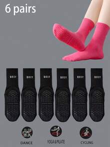 3/5/7 Paar rutschfeste Socken mit Buchstabenmuster, atmungsaktive Sport-Fitness-Yoga-Pilates-Socken bis zur Mitte der Wade, professionelle Indoor-Sport-Fitness-Yoga-Tanz-Pilates-Socken mit rutschfester Silikonsohle, Herbst - Verschiedenfarbig - Übersicht 11