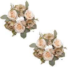 1pc/2pcs Wedding Candle Holder Garland Artificial Rose Candle Ring Wedding Table Decor Silk Candle Home Centerpiece Party Decoration Gift Birthday Graduation - View 27