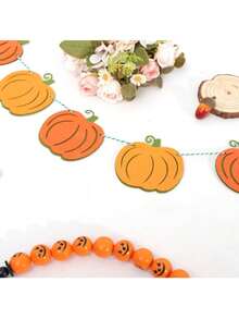 1pc Halloween Felt Pumpkin Banner, Pumpkin Fireplace Ceiling Hanging Garland, Thanksgiving Double Layer Pumpkin Garland, Halloween Decoration Bunting, Party Backdrop Props, Holiday Decoration Banner - Multiple Styles - View 6