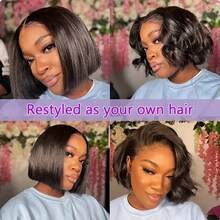 200% Density Wear And Go Straight 4x4 5x5 Lace Front Wigs For Women - Put And Go Glueless Lace Closure Wigs - #1B Natural Black Color Pre-Plucked Invisible Hairline Daily Wear Straight Mixed Human Blended Hair Frontal Hair Wigs Glueless Wig Daily Use - Natural & Black - View 9